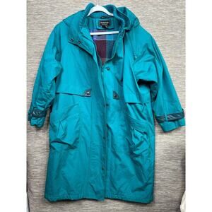 Vintage Komitor Parka Coat Womens 18W Green Hooded Long Lined Made In Korea